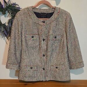 Talbots Women's Tweed Blazer with Multicolor Accents